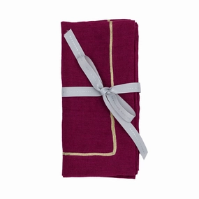 Gold Trim Dinner Napkins, Damson, Set of Two cute desktop display