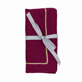 Gold Trim Dinner Napkins, Damson, Set of Two mini desktop sculpture