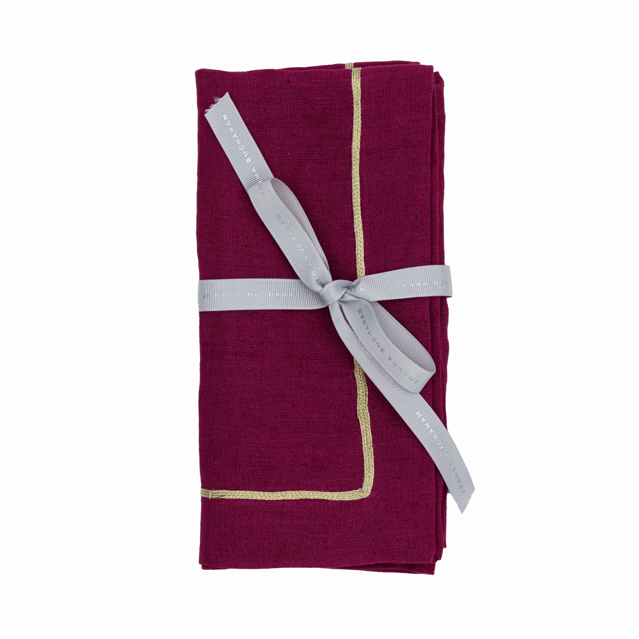 Gold Trim Dinner Napkins, Damson, Set of Two cute desktop display