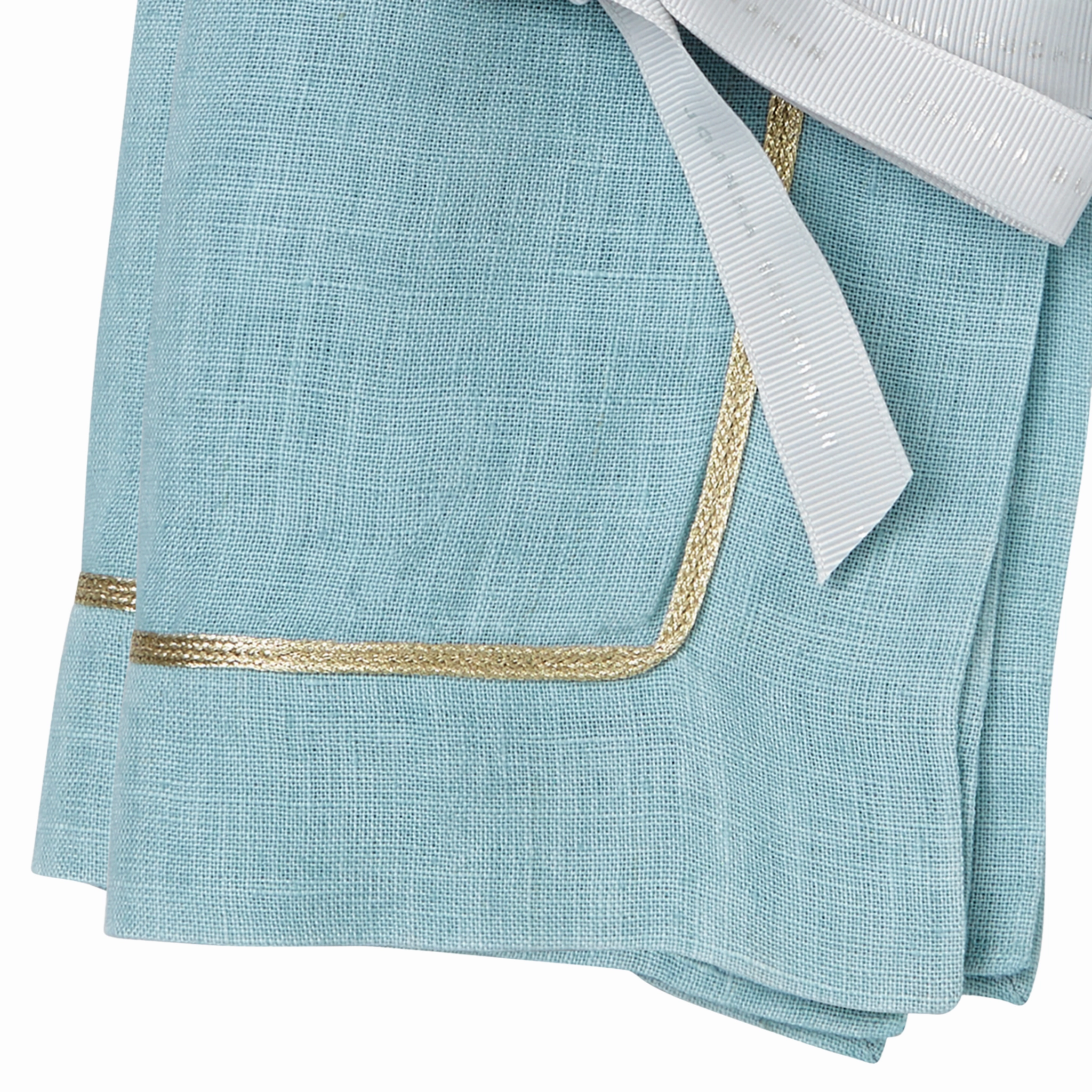 Gold Trim Dinner Napkins, Duck Egg Blue, Set of Two