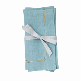 Gold Trim Dinner Napkins, Duck Egg Blue, Set of Two cute desktop display