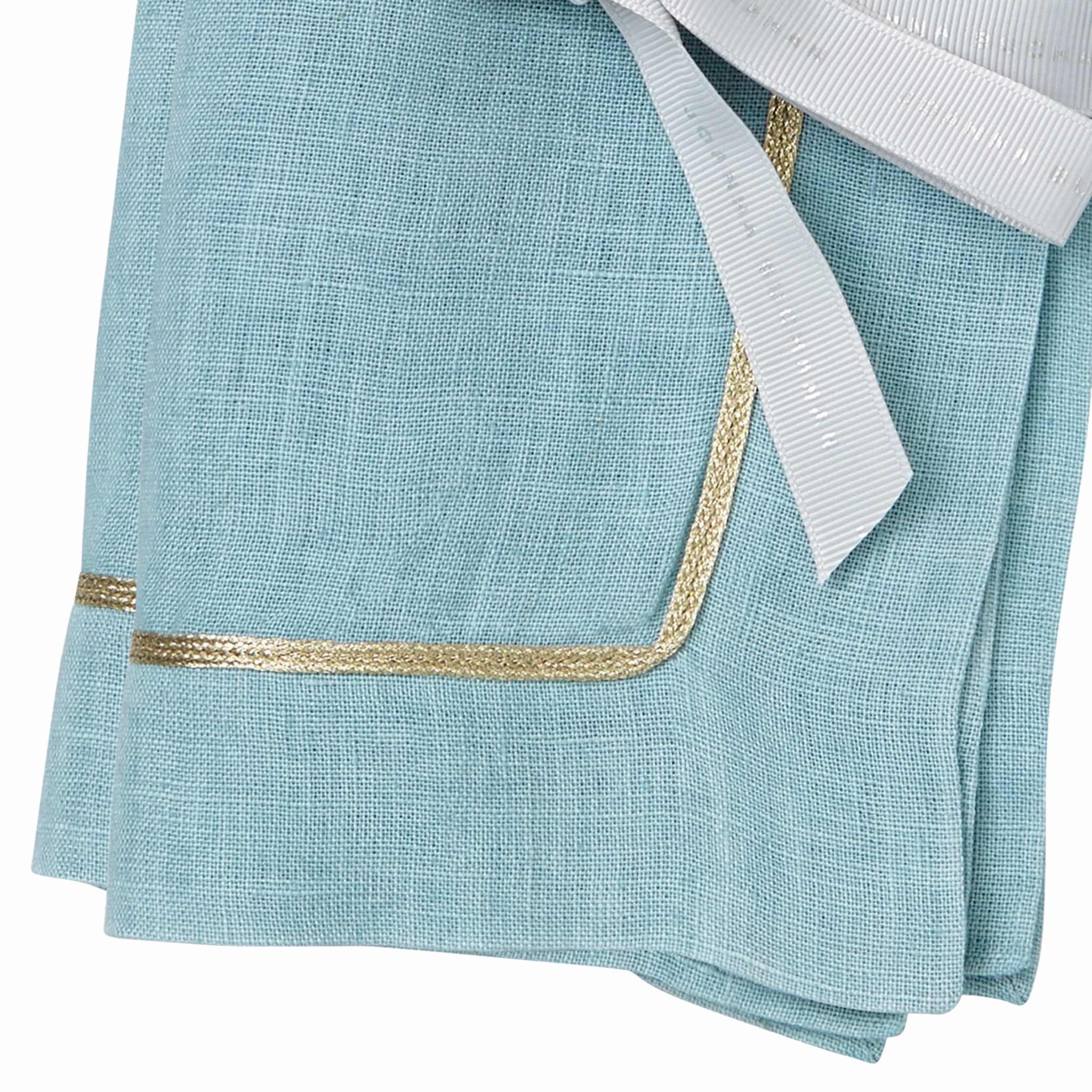 Gold Trim Dinner Napkins, Duck Egg Blue, Set of Two