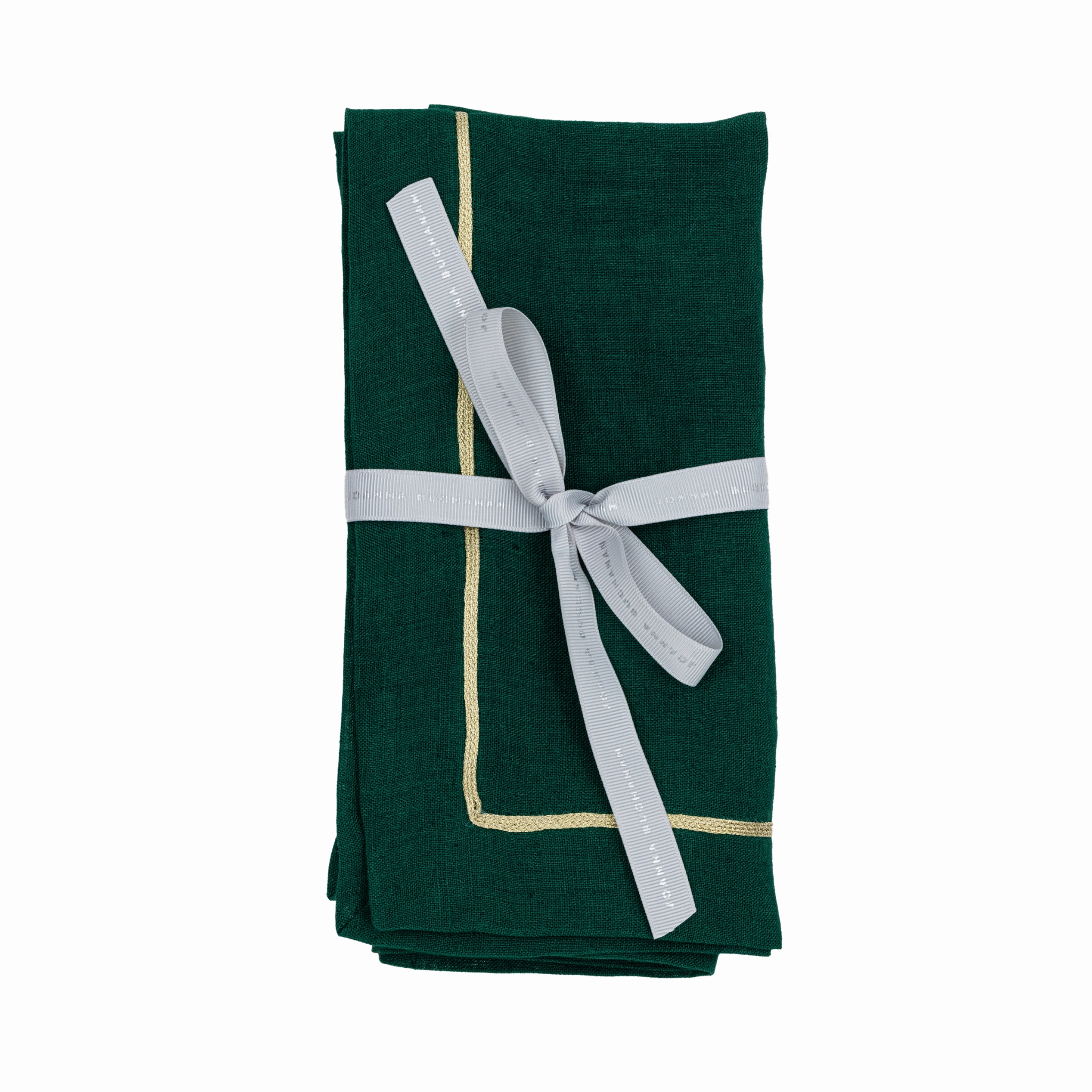 Gold Trim Dinner Napkins, Hunter Green, Set of Two cute desktop display