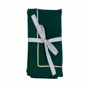 Gold Trim Dinner Napkins, Hunter Green, Set of Two cute desktop display