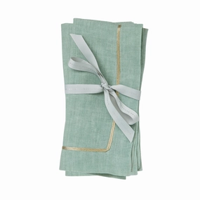 Gold Trim Dinner Napkins, Seafoam, Set of Two mini desktop sculpture