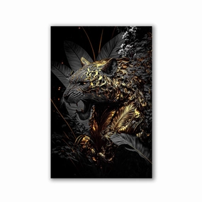 Golden black tiger beast by Adrian Vieriu framed mural artwork