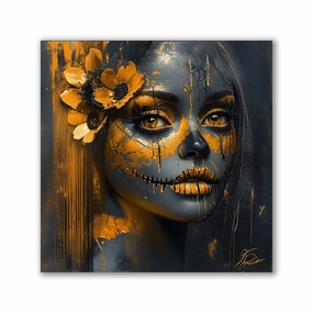 Golden Catrina by Catill framed mural artwork
