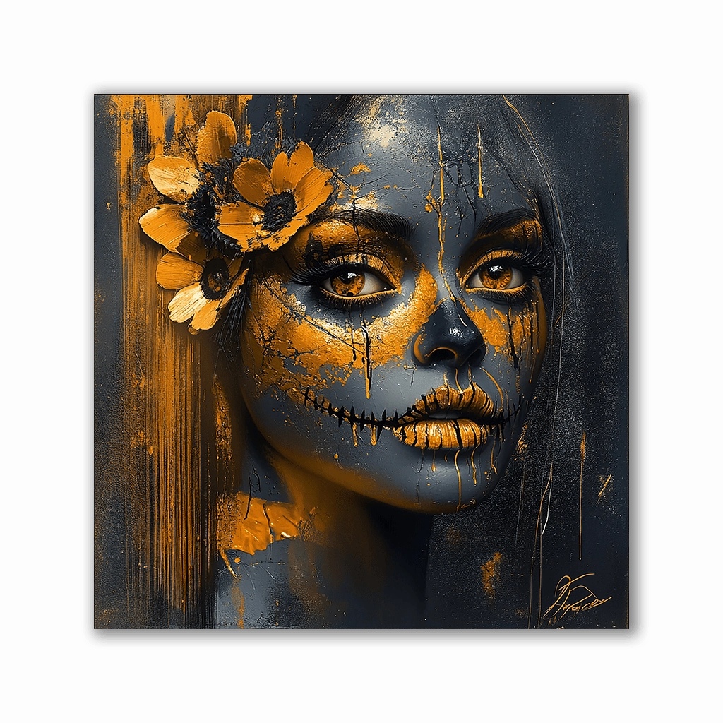 Golden Catrina by Catill framed mural artwork