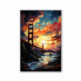 Golden Gate Bridge Pop Art by Catill framed mural artwork