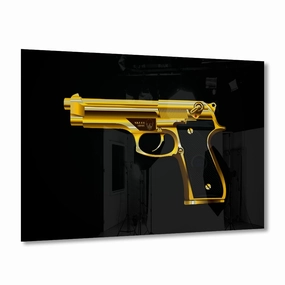 Golden Gun Gold on Acrylic framed mural artwork