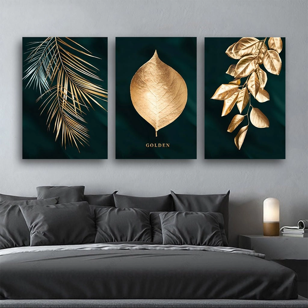 Golden Leaves - Triptych 