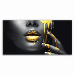 Golden Lips framed mural artwork