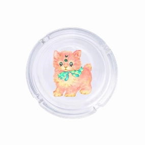 Goth Kitty Glass Ashtray minimalist art object  
