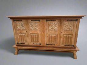 GOTHIC OAK 2 PIECE LINEN FOLD CABINET artistic wall mural