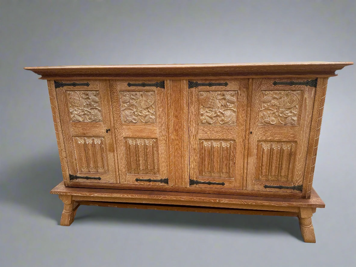 GOTHIC OAK 2 PIECE LINEN FOLD CABINET artistic wall mural