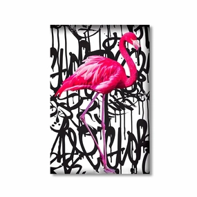 Graffiti Flamingo framed mural artwork