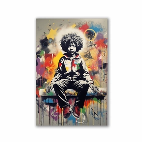 Graffiti Kid - Banksy Style by Frank Daske framed mural artwork