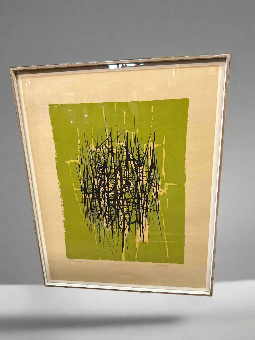 GREEN AND BLACK ARTIST PROOF MID CENTURY PAUL MAXWELL FRAMED PRINT artistic wall mural