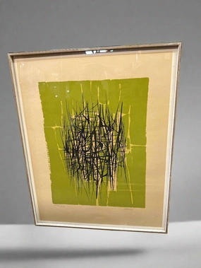 GREEN AND BLACK ARTIST PROOF MID CENTURY PAUL MAXWELL FRAMED PRINT artistic wall mural