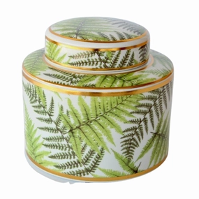 Green and gold fern design jar with lid 16.5X19CM decorative home ornament