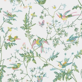 Green and Pink Hummingbirds Wallpaper paper wall covering