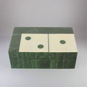 Green and White Dominoes Box decorative home ornament