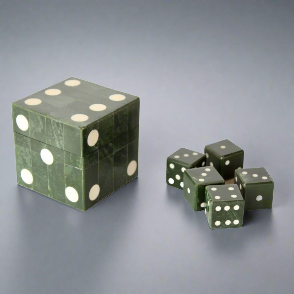 Green Box With 5 Dice decorative home ornament