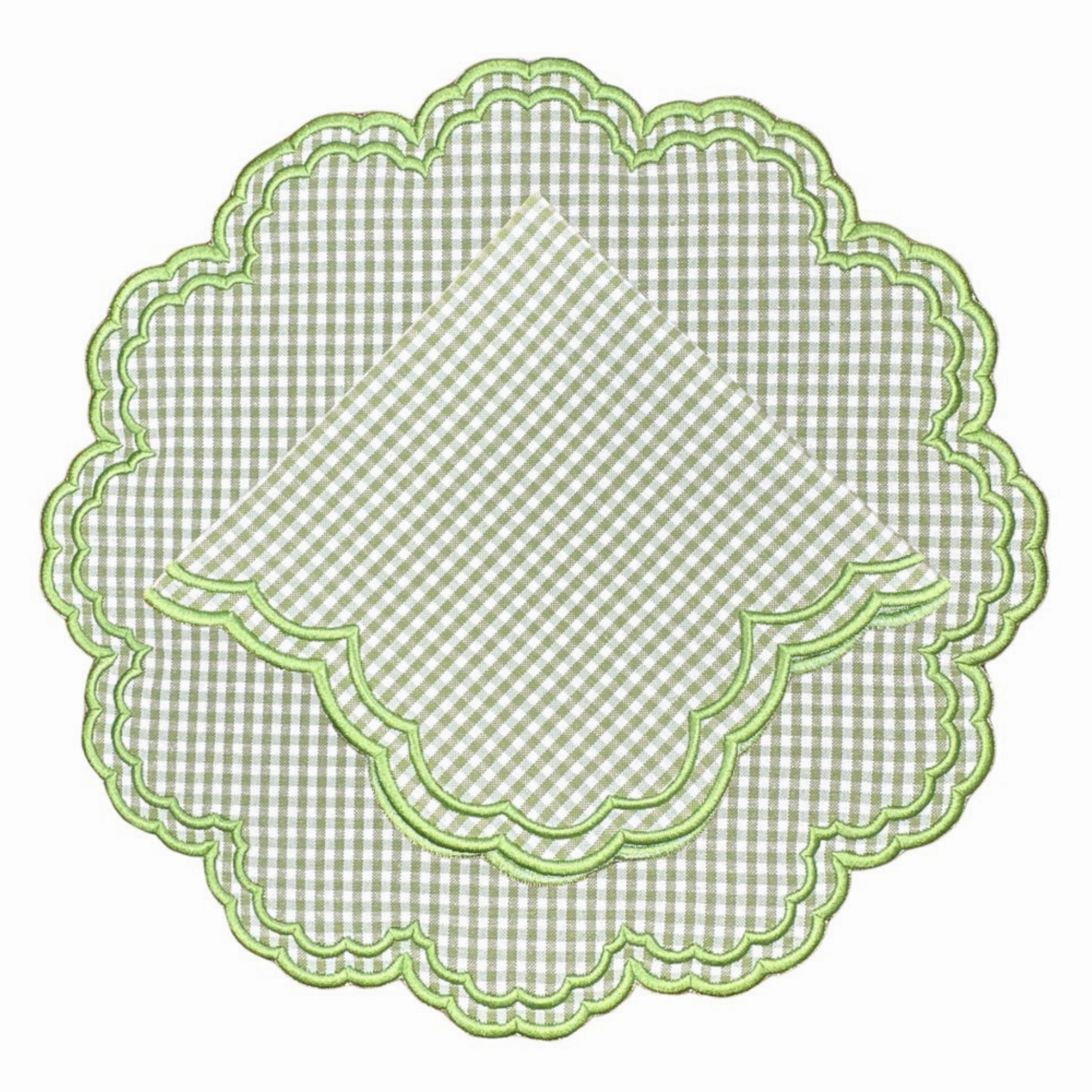 Green Gingham Bettina Napkin, Set of 4