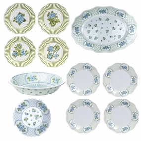 Green Hydrangea Melamine Dinnerware Collection cute desktop display