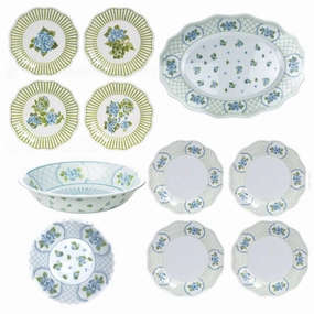 Green Hydrangea Melamine Dinnerware Collection mini desktop sculpture