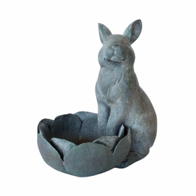 Green rabbit with flower pot decorative home ornament