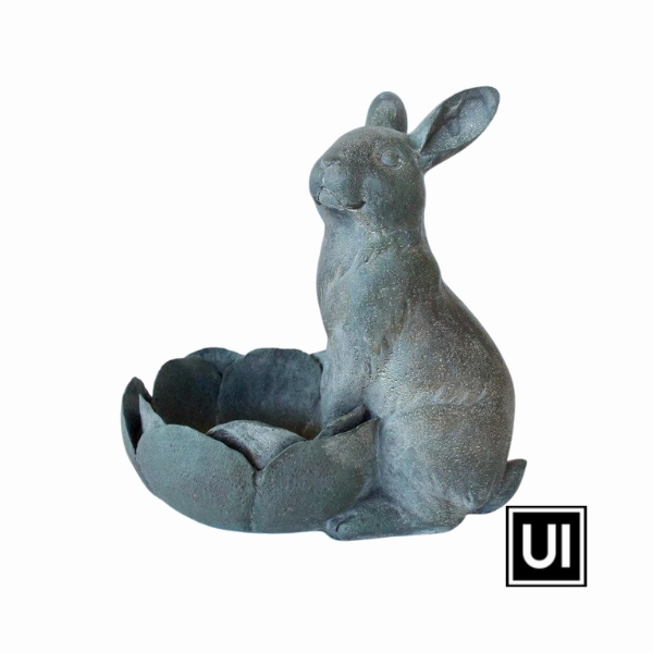 Green rabbit with flower pot