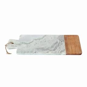 Green vein marble board with wood 48x15.5cm decorative home ornament