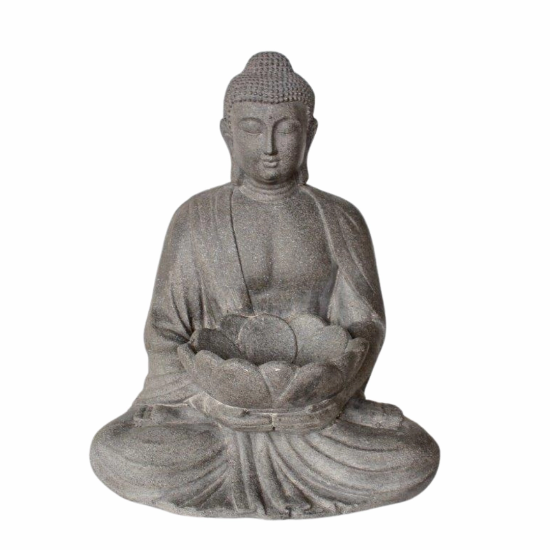 GREY BUDDHA HOLD LOTUS FLOWER 51X39CM decorative home ornament