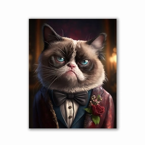 Grumpy Cat in Suit by Zenzdesign framed mural artwork