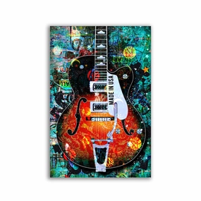Guitar framed mural artwork