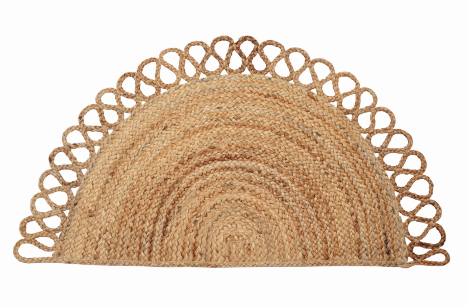 Half Moon Jute Doormat, Natural - 18x36 Inch minimalist art object  