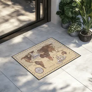 Hand Drawn World Map Designed Door Mats door entrance rug