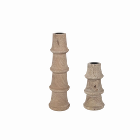 Hand-Carved Mango Wood Taper Holder minimalist art object  