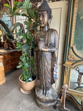 HAND CARVED WOOD BURMESS BUDDHA artistic wall mural