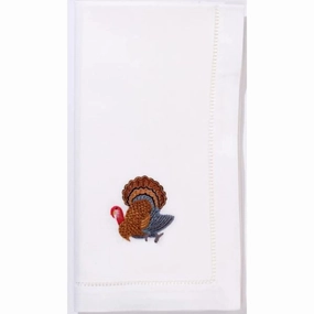Hand Embroidered Thanksgiving Turkey Napkin mini desktop sculpture