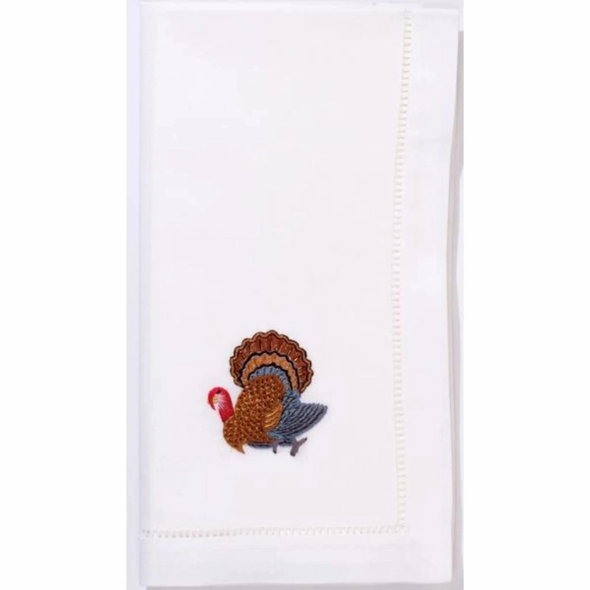 Hand Embroidered Thanksgiving Turkey Napkin mini desktop sculpture