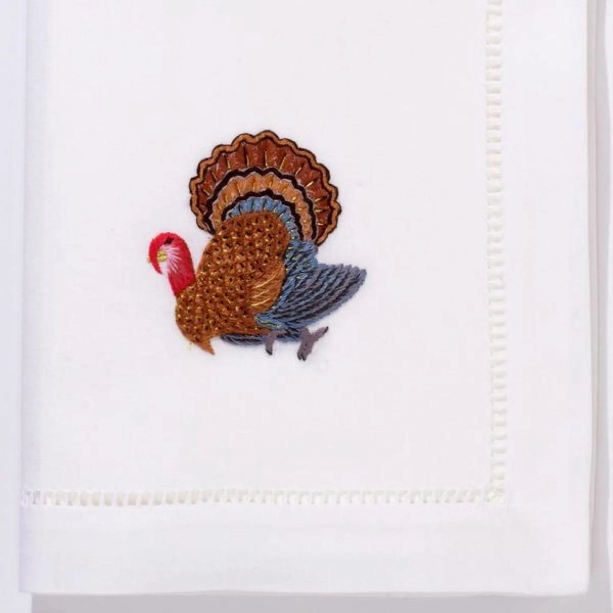 Hand Embroidered Thanksgiving Turkey Napkin