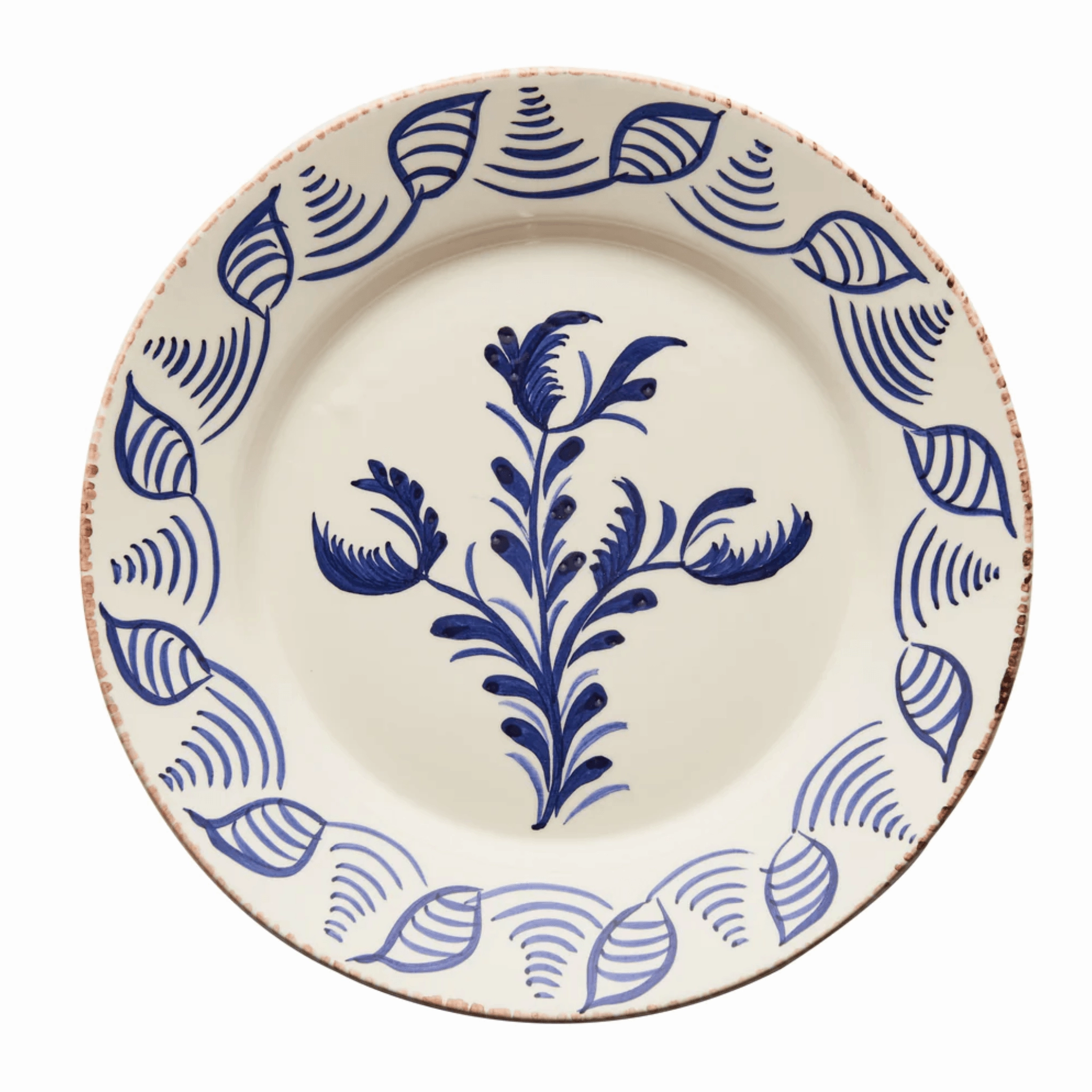 Hand Painted Blue & White Flowers and Shells Dinner Plates mini desktop sculpture