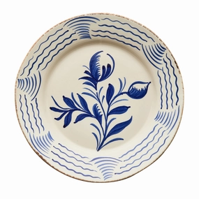 Hand Painted Blue & White Flowers and Waves Dinner Plates cute desktop display