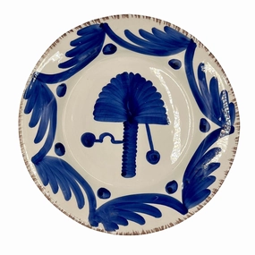 Hand Painted Blue & White Palm Dinner Plates cute desktop display