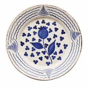 Hand Painted Blue & White Pomegranate Dinner Plate mini desktop sculpture