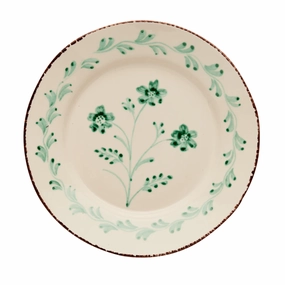 Hand Painted Green & White Flowers and Vines Dinner Plates cute desktop display