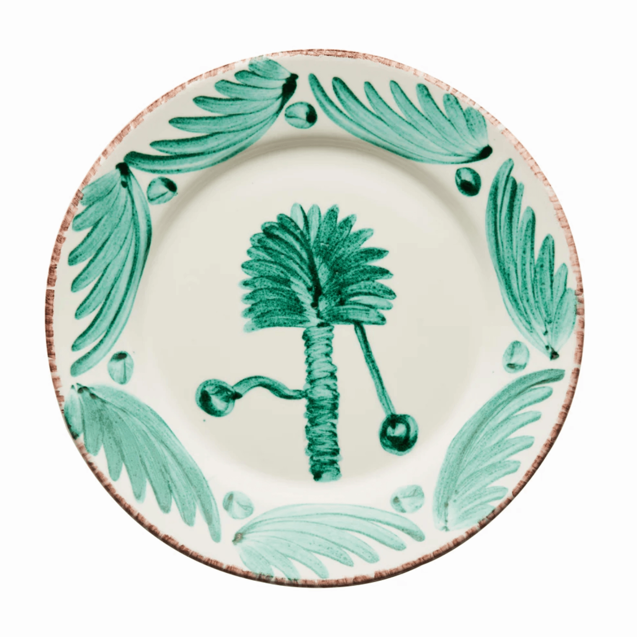 Hand Painted Green & White Palm Dinner Plates mini desktop sculpture