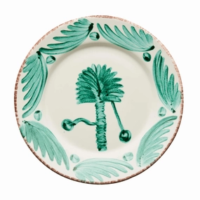 Hand Painted Green & White Palm Dinner Plates cute desktop display